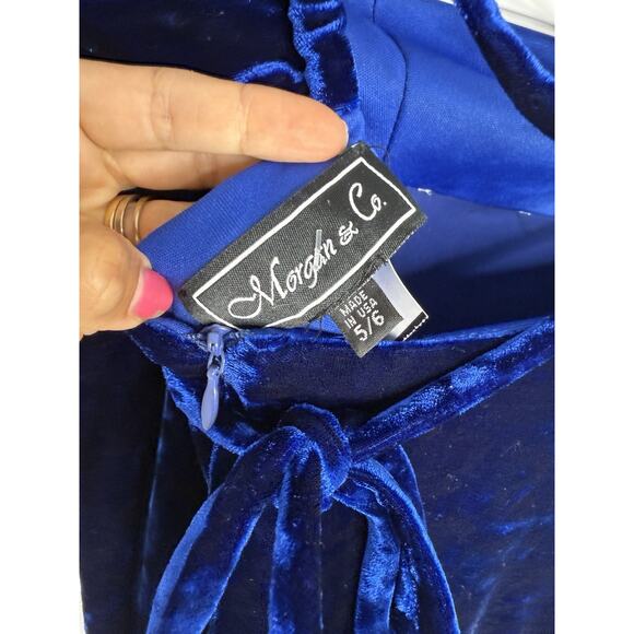 Vtg Morgan & co Prom Dress Maxi Gown Velvet 90s Y2K Glam Goth Halter Open Back - Picture 7 of 12